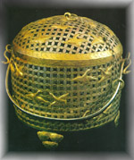 Gilded silver casket with geese