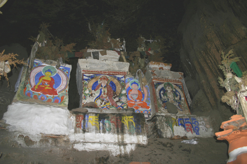 chortens, Rangbyung cave, Upper Mustang, Nepal