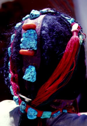 turquoise hairstyle, Tibetan nomad